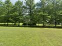 Picturesque backyard with mature trees, providing ample shade and privacy at 2436 Nc 97, Zebulon, NC 27597