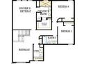 Upper-level floorplan showing the owner's retreat, baths, utility room, and additional bedrooms at 33 Cozy Hvn, Fuquay Varina, NC 27526