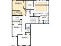 Second level floor plan featuring five bedrooms, four bathrooms, a utility room and owner's retreat at 49 Cozy Hvn, Fuquay Varina, NC 27526