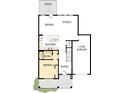 Detailed first floor plan featuring a kitchen, dining area, Gathering room, bedroom, bathroom and garage at 78 Restful Point, Fuquay Varina, NC 27526