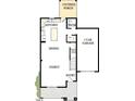 Layout showing kitchen, dining, Gathering room, entry, garage and covered porch at 92 Restful Pt, Fuquay Varina, NC 27526