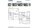 Detailed floor plan showcasing a five-bedroom, three-bathroom home with a two-car garage and spacious living areas at 801 Comice Pear Way, Willow Springs, NC 27592