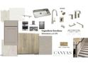 Showcasing kitchen and bathroom materials, including tile, sink, hardware, cabinets, flooring, and countertop samples at 1020 Dillon Lake Dr, Knightdale, NC 27545