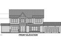 Detailed front elevation showcasing the symmetrical design and two-car garage at 2395 Herbert Akins Rd, Fuquay Varina, NC 27526