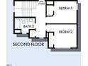 Upstairs floor plan displays two bedrooms, a full bath, and an attic access point at 339 Parkland Dr, Pittsboro, NC 27312