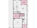 Floorplan of the home's first floor showing the kitchen, living area, bedroom, and garage at 215 Blue Butterfly Dr, Angier, NC 27501