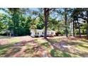 Landscaped front yard with mature trees surrounding a well-maintained single-story home at 4509 Stevens Chapel Rd, Smithfield, NC 27577