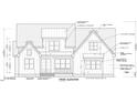 Blueprint depicts a charming two-story home with brick foundation and decorative brackets at 93 Bur Oak Ct, Pittsboro, NC 27312