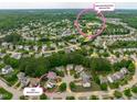Neighborhood aerial view showing home's proximity to Ballentine Elementary School and Park at 1514 Hinchliff Ct, Fuquay Varina, NC 27526