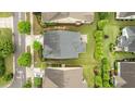 An aerial view showcasing the home's roof, backyard, and well-maintained landscaping at 1012 Autumn Meadow Ln, Wake Forest, NC 27587