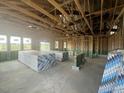 Unfinished interior showing the home's framing, windows, and lumber to give an idea of the size at 223 Norman Ave, Lillington, NC 27546