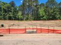 New construction lot with silt fence and trees at 2396 Picual Way # 32, New Hill, NC 27562