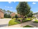 Side view of a well-maintained home with mature landscaping, a fire hydrant, and basketball court at 12140 Pawleys Mill Cir, Raleigh, NC 27614