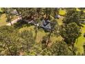 Scenic aerial view of the home nestled amongst lush, mature trees on expansive grounds at 620 Richardson Rd, Zebulon, NC 27597