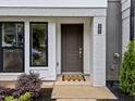 Charming front entrance featuring a stylish door, modern accents, and attractive landscaping at 710 W North St # 102, Raleigh, NC 27603