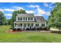 Charming two-story home with a welcoming front porch and well-manicured lawn at 113 Feezor Ct, Clayton, NC 27527