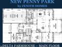 Detailed architectural floor plan for the main level with kitchen, living, and bedroom layouts at 8012 Penny Rd, Raleigh, NC 27606