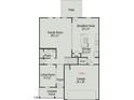 Layout of the first floor, showcasing a Gathering room, kitchen, breakfast nook, and garage at 16 Freedom Heights Ln, Smithfield, NC 27577