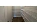 Walk-in pantry featuring multiple shelves for organized storage, perfect for keeping your kitchen clutter-free at 224 Wild Turkey Way, Lillington, NC 27546