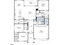 First floor plan featuring open concept living, dining, kitchen, and primary bedroom with en-suite bath at 405 Mugby Rd # 153, Raleigh, NC 27610