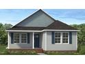Charming one-story home featuring a classic blue front door, gray siding and blue shutters at 4454 Poppy Mallow Ln, Oxford, NC 27565