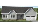 Inviting one-story home with a two-car garage, gabled roof and landscaped front yard, creating a warm and welcoming curb appeal at 4459 Poppy Mallow Ln, Oxford, NC 27565
