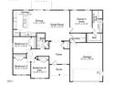 Open-concept floor plan showcasing a kitchen, great room, bedrooms, owner's suite, garage, and outdoor porch at 4459 Poppy Mallow Ln, Oxford, NC 27565