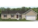 Traditional one-story home with a covered porch, an attached garage, and a well-kept lawn at 4461 Poppy Mallow Ln, Oxford, NC 27565