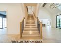 Elegant staircase featuring wood treads, iron balusters, and recessed lighting at 3422 Redbud Ln, Raleigh, NC 27607