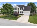 Beautiful two-story home with large trees, manicured lawn, and a two-car garage at 5942 Big Nance Dr, Raleigh, NC 27616