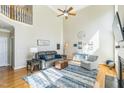 Comfortable living room with a fireplace, plush seating, and stylish decor at 30155 Pharr, Chapel Hill, NC 27517