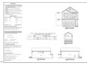 Detailed front elevation showing dimensions, materials, and other components of the house's facade at 6782 Calais Dr, Durham, NC 27712