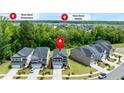 Aerial shot of a neighborhood highlighting the proximity to River Bend Elementary and River Bend Middle School at 6036 Balance Ct, Raleigh, NC 27616