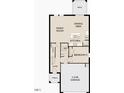 Layout of the first floor with kitchen, living area, garage and bedroom 2 at 1208 Solace Way, Rolesville, NC 27571