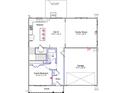 First floor plan featuring a living area, kitchen, eat-in area, guest bedroom, and garage at 135 Cordoba Dr, Franklinton, NC 27525