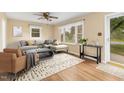 Cozy living room with hardwood floors, stylish rug, comfortable seating, and natural light at 2015 Walnut St, Durham, NC 27705