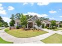 Beautiful home exterior showcasing manicured landscaping and a well-maintained lawn on a bright, sunny day at 1357 Prevenient Dr, Wake Forest, NC 27587