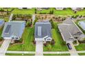 An aerial view showcasing the property's location among well-manicured lawns in a residential area at 2537 Cedar Hedge Ct, Apex, NC 27523