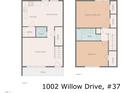 Layout for first and second floors, including kitchen, bedrooms, and bathrooms at 1002 Willow Drive Dr # 37, Chapel Hill, NC 27514
