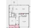 Floor plan showcasing layout of kitchen, dining, gathering room, and two-car garage at 618 Contento Ct, Sanford, NC 27330