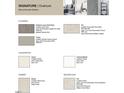 Selection of interior design materials including flooring, countertop, backsplash, and cabinet samples at 539 Claftin St, Sanford, NC 27330