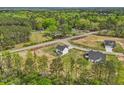 Aerial view of a home surrounded by lush trees and neighborhood, showcasing its prime location and curb appeal at 109 Hewitt Woods Dr, Clayton, NC 27527
