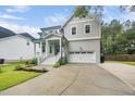 Charming two-story home with a gray exterior, landscaped yard, and attached two-car garage at 20 Scotland Dr, Youngsville, NC 27596