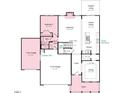 Layout featuring a 1-car garage, 2-car garage, kitchen, gathering room, and casual dining space at 204 Hickory Grove St, Sanford, NC 27330