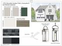Exterior design scheme with details on siding, trim, foundation colors, and fixture specifications at 1701 Burnette Garden Path, Raleigh, NC 27612