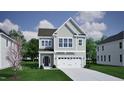 Charming two-story home with gray siding, white trim, a two-car garage, and a beautifully landscaped yard at 252 Meadowbark Bnd # 46, Garner, NC 27529
