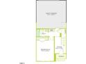Floor plan showcases layout of ground level with 2-bay garage, foyer, and bedroom with ensuite at 809 Hyperion Aly, Wake Forest, NC 27587