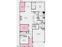 Layout of the first floor with kitchen, living, study, and owner's suite at 1124 Sun Springs Rd, Wake Forest, NC 27587