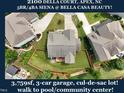 An aerial view highlights the location of the home, as well as the fence and neighborhood location at 2100 Della Ct, Apex, NC 27502