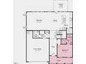 Floorplan featuring the home's first floor, including the kitchen, dining area, gathering room, and garage at 547 Claftin St, Sanford, NC 27330